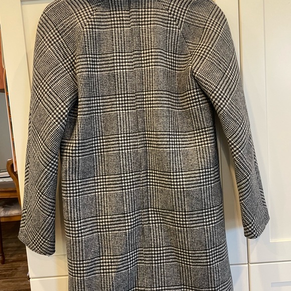 ZARA BLACK/WHITE WOOL MIX CHECK COAT REMOVABLE COLLAR XS - Picture 7 of 7
